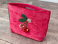 Pink Velvet Beaded Cherry Design Pouch