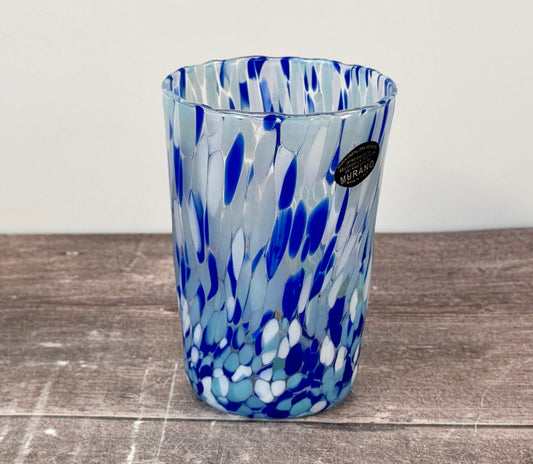 Blue Speckled Murano Drinking Glass, 12.5cm