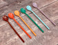 Set of 6 Colourful Plastic Latte Spoons