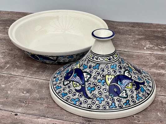 Fish Patterned Tagine, 31.5cm