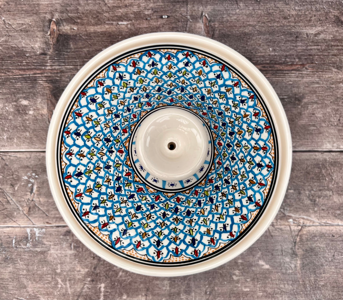 Light Blue Patterned Tagine, 31.5cm