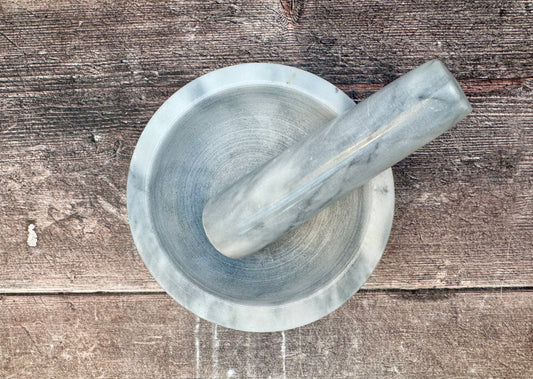 Light Grey Marble Mortar and Pestle