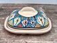 Multi-Coloured Patterned Butter Dish, Design 2