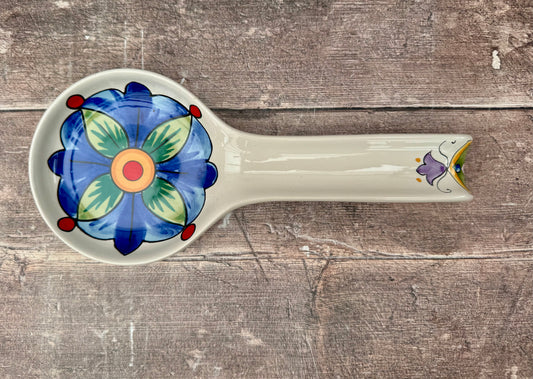 Blue Flower Patterned Spoon Rest, 28cm