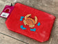Red Velvet Beaded Crab Design Pouch
