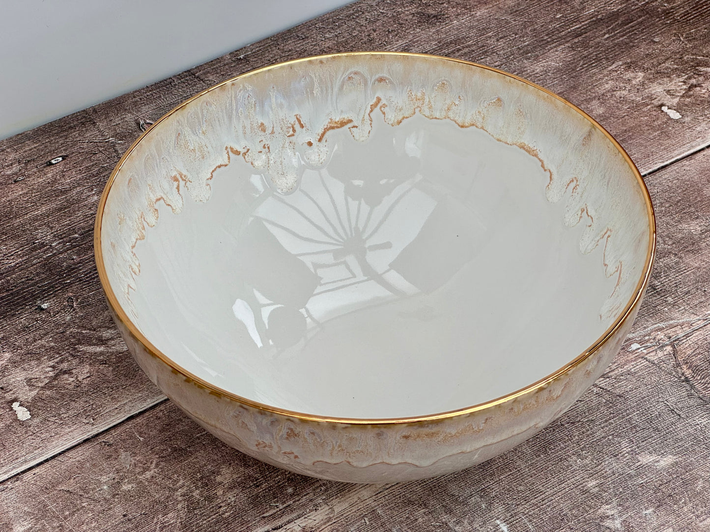 White and Gold Deep Serving Bowl, 23.5cm