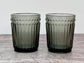 Set of 2 Smoke Tinted Patterned Tumbler Glasses