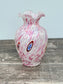 Small Pink Speckled Glass Murano Style Vase, 13cm