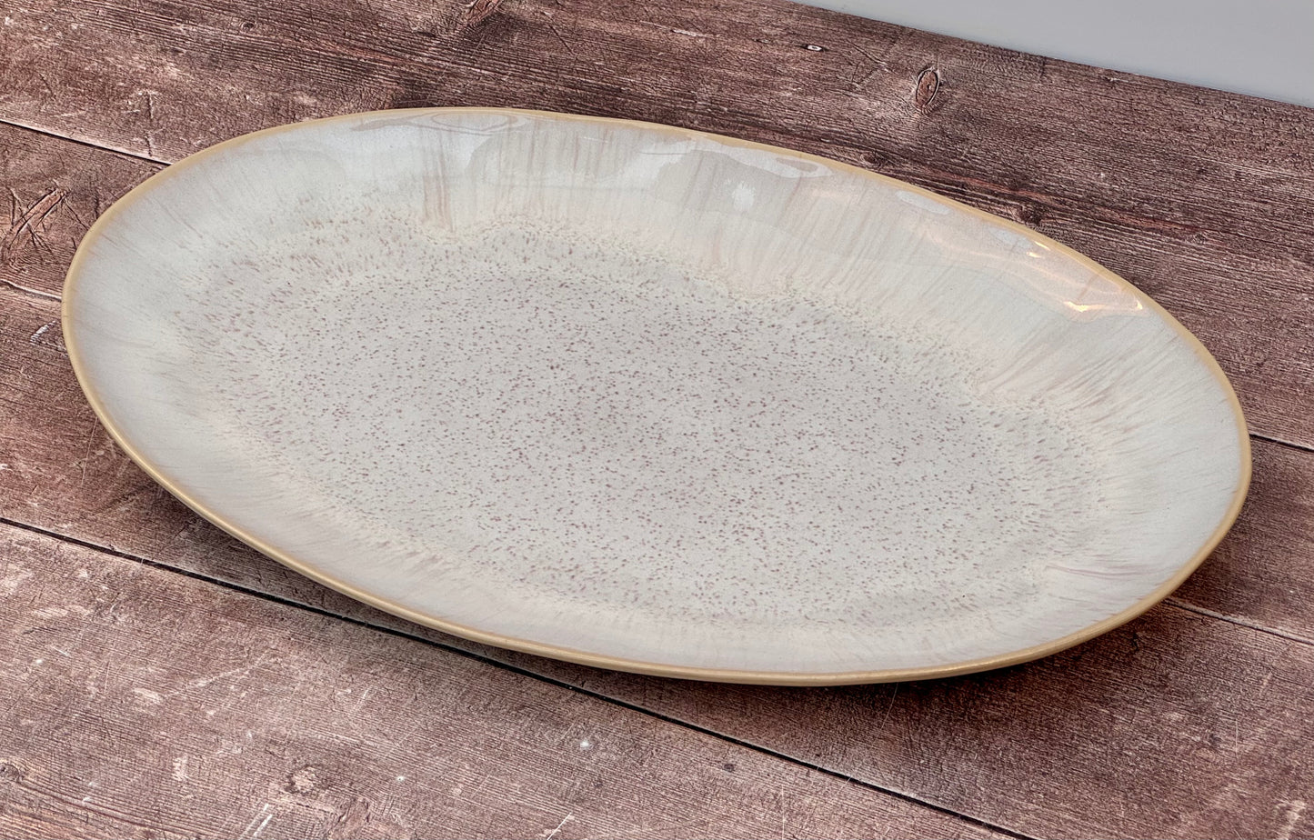 Sand Beige Oval Serving Plate, 45cm