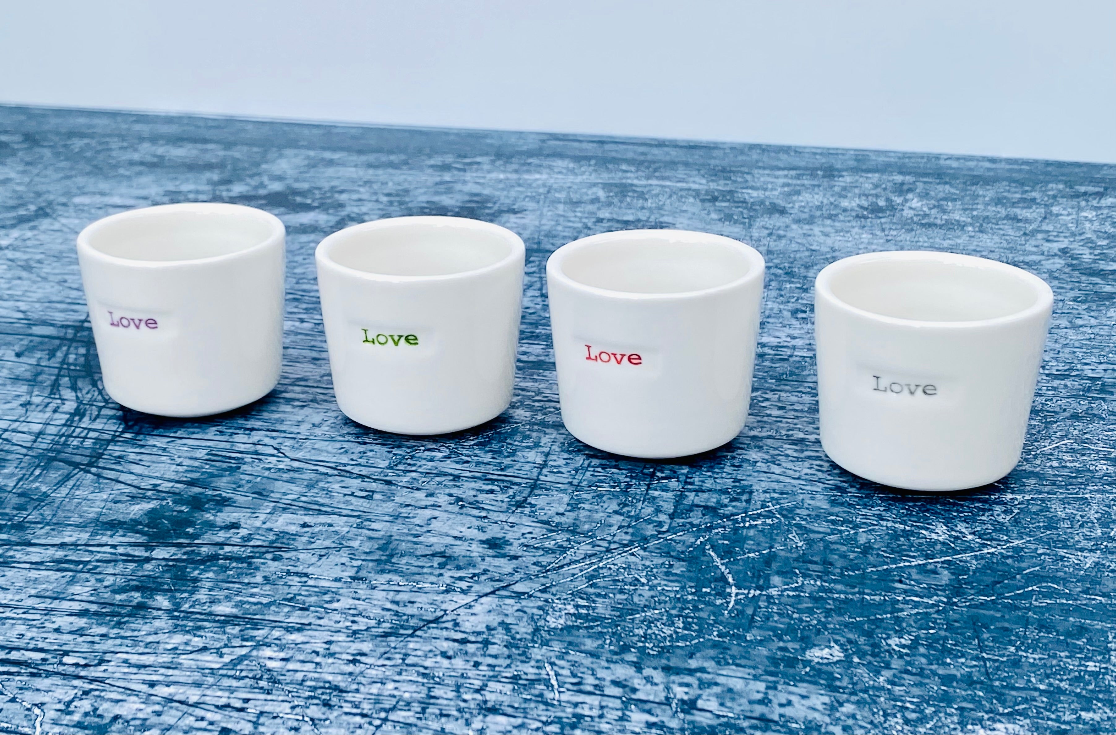 Set of 4 ‘love’ Egg Cups – Hampton Homeware