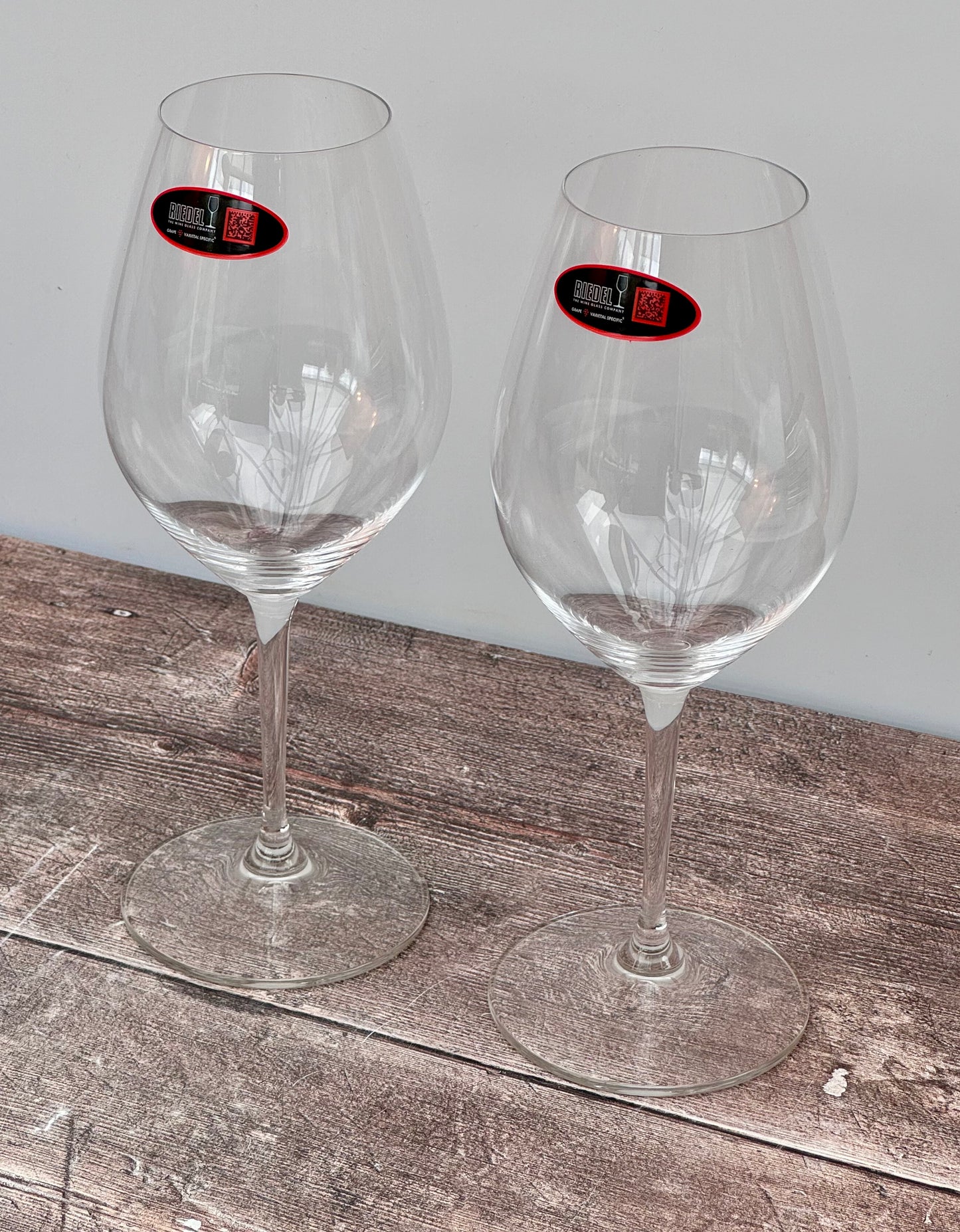 Pair of Riedel Marie-Jeanne Ouverture Crystal Wine Glasses