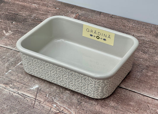 Grey Patterned Small Rectangular Baking Dish, 19cm