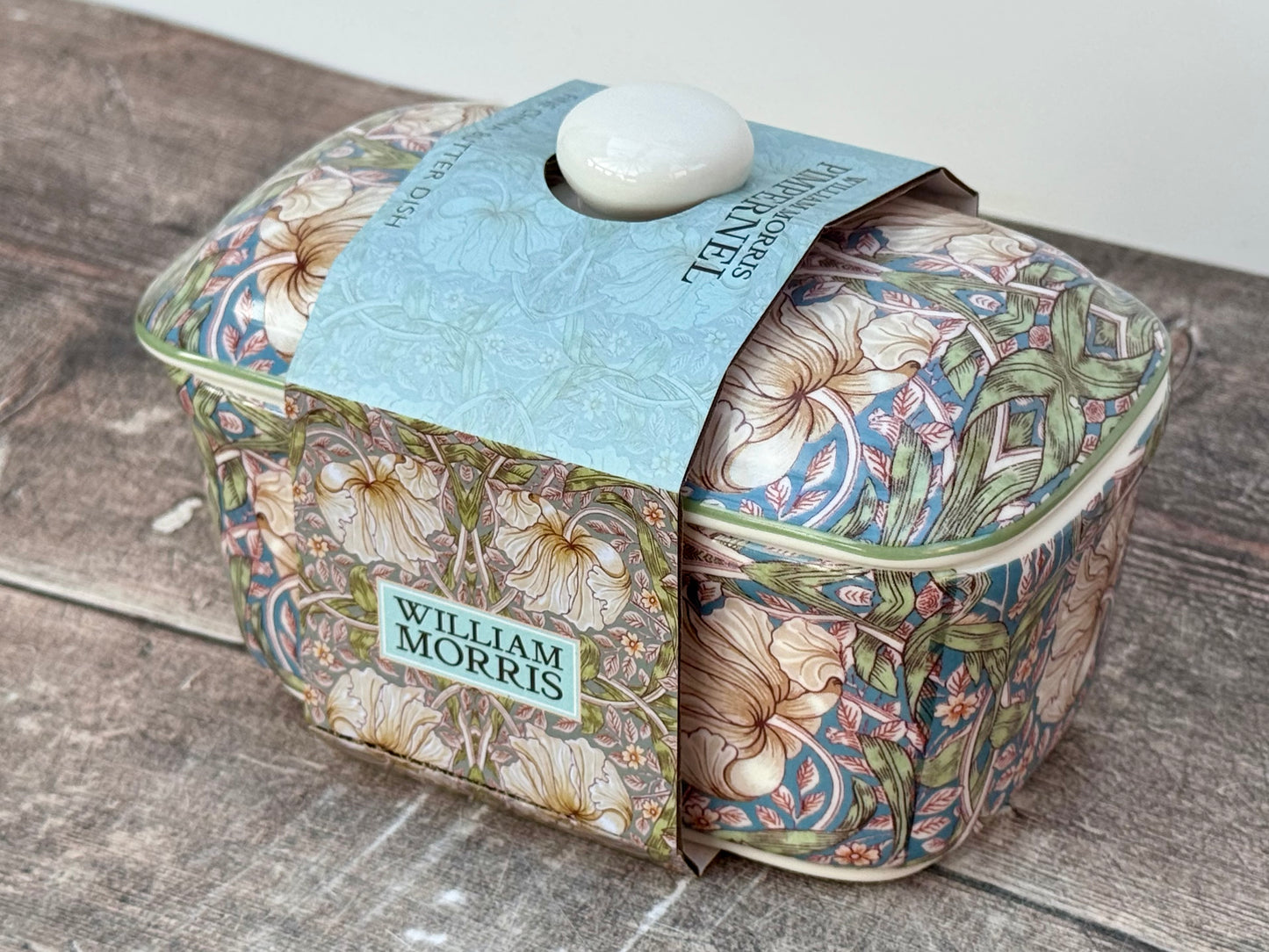 William Morris Blue Pimpernel Floral Patterned Butter Dish