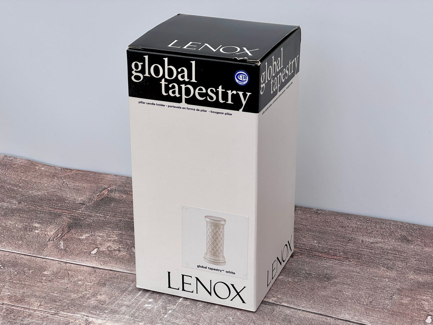 Cream Patterned Pillar Candle Holder, 25.5cm