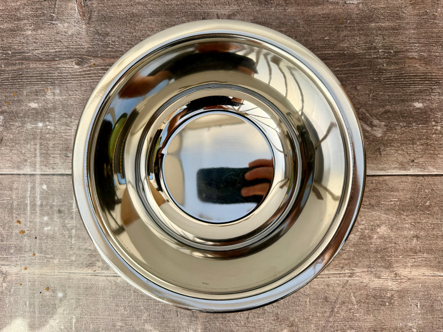 Hand Painted Stainless Steel Serving Bowl / Dish - Blue Flower Design