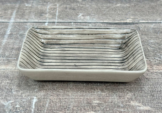 Grey Striped Patterned Soap Dish