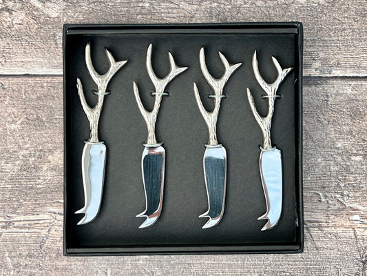 Set of 4 Stag Antler Cheese Knives