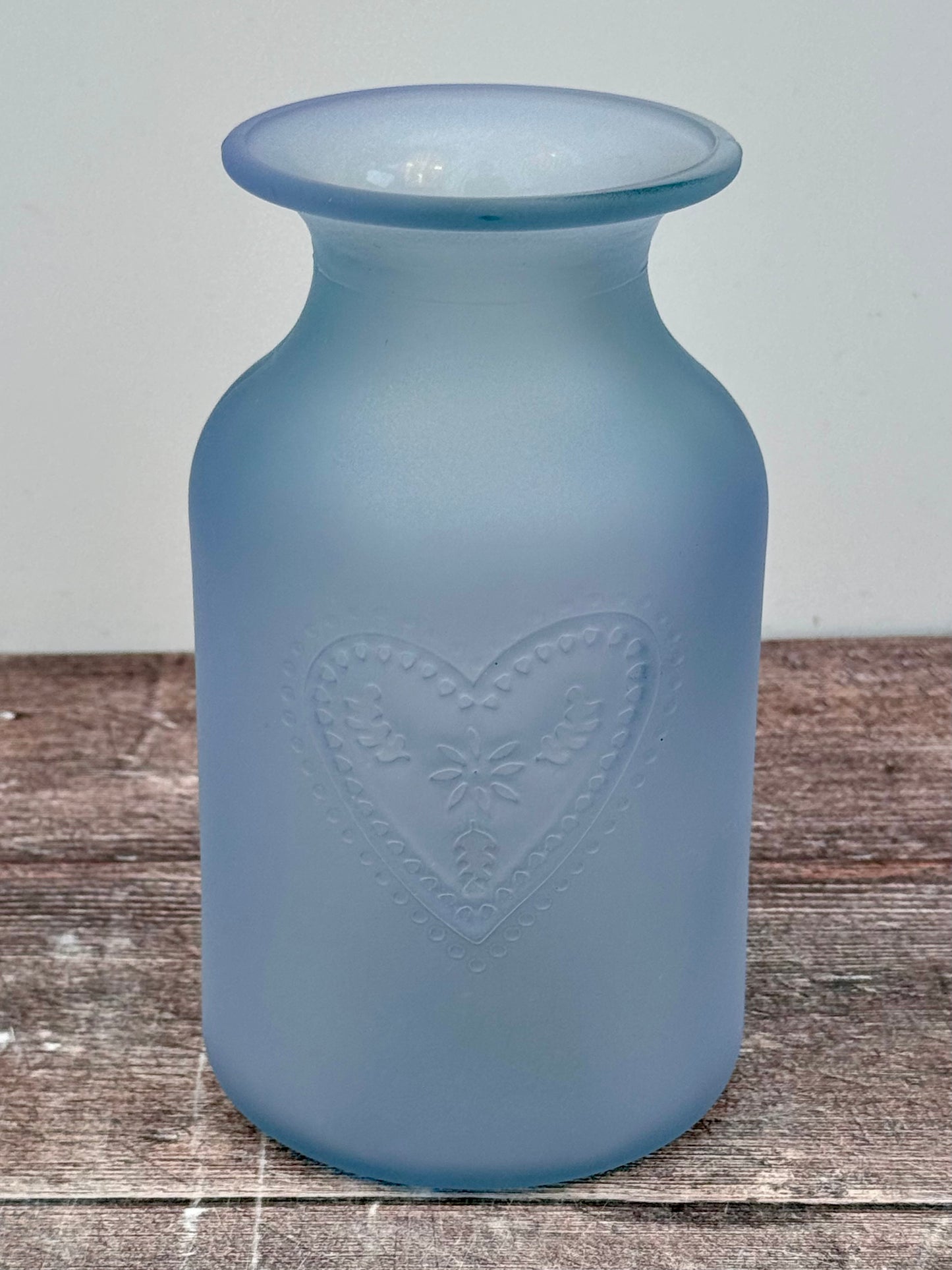 Blue Frosted Heart Patterned Vase