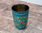 Hand Painted Stainless Steel Drinking Tumbler - Turquoise and Gold (Design 3)