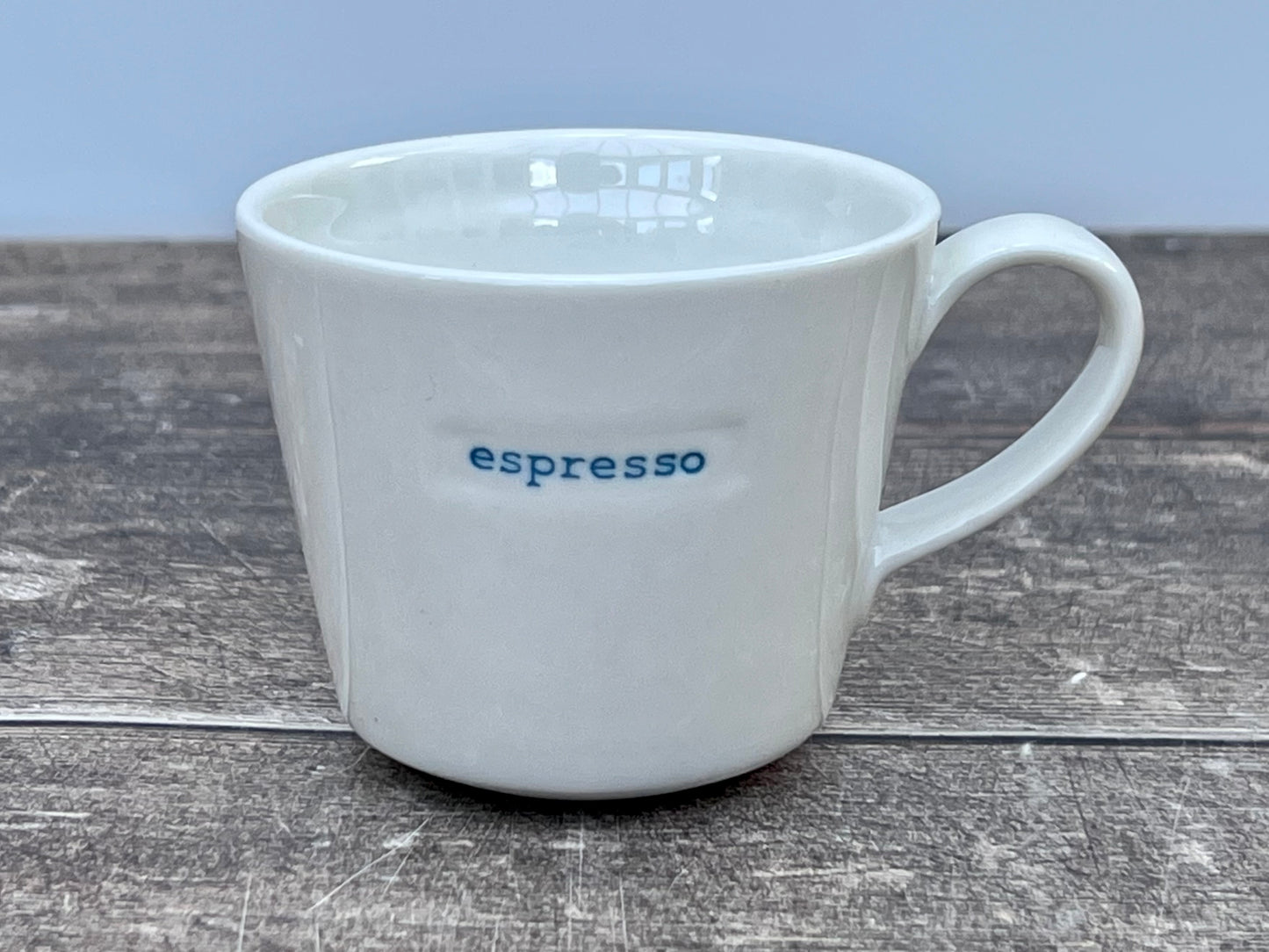 White ‘espresso’ Mug in Blue