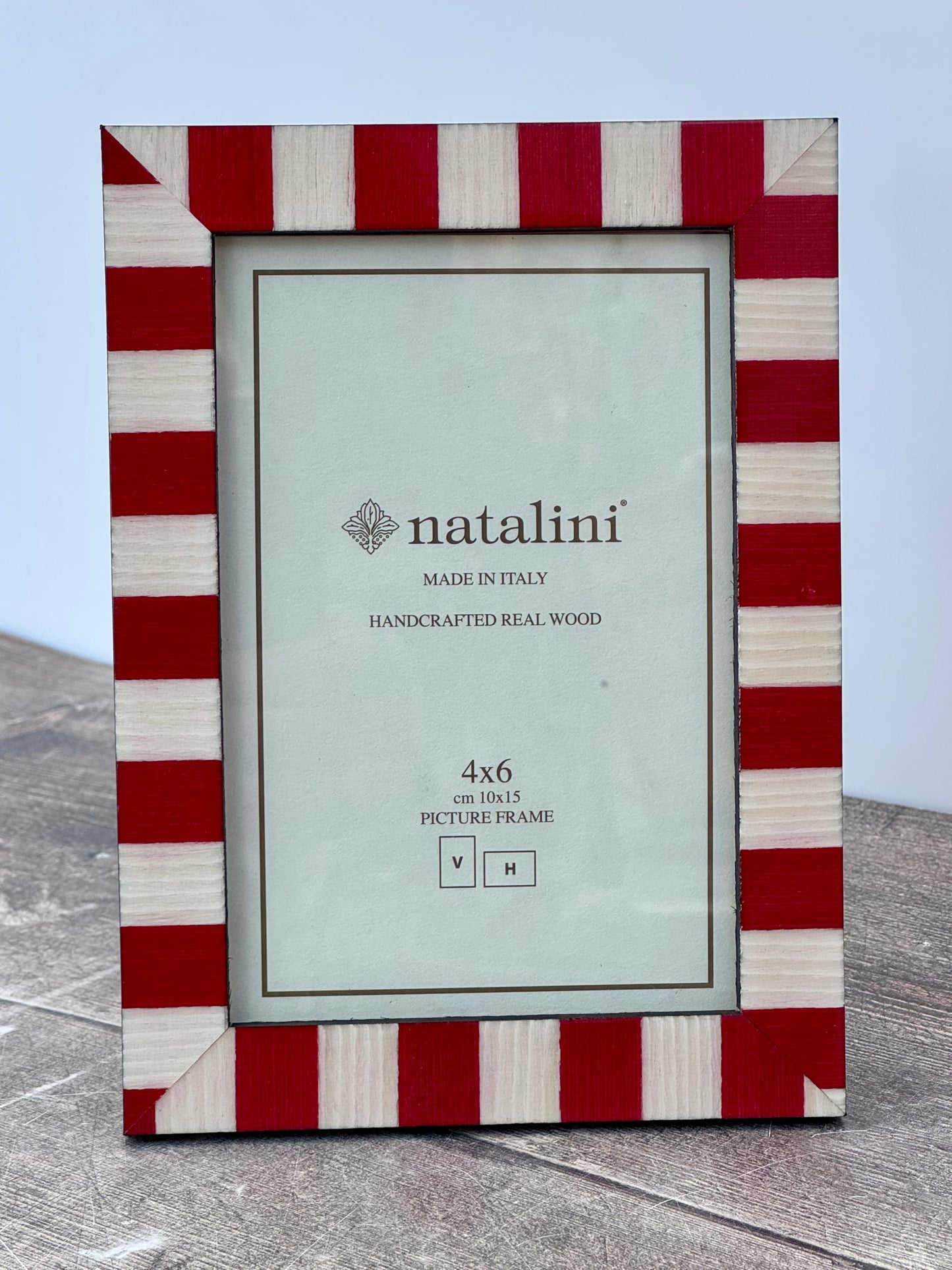 Natalini Red and White Stripe Border Photo Frame 4 x 6