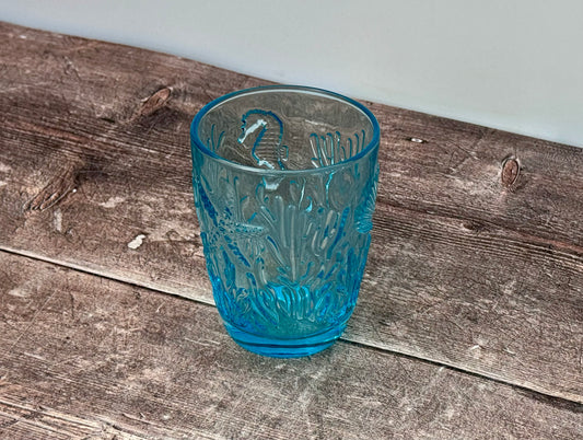 1 Blue Seaside Patterned Glass Tumbler