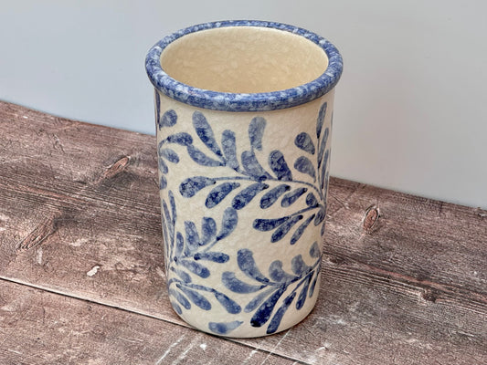 Blue Leaf Patterned Utensil Jar, 17.5cm