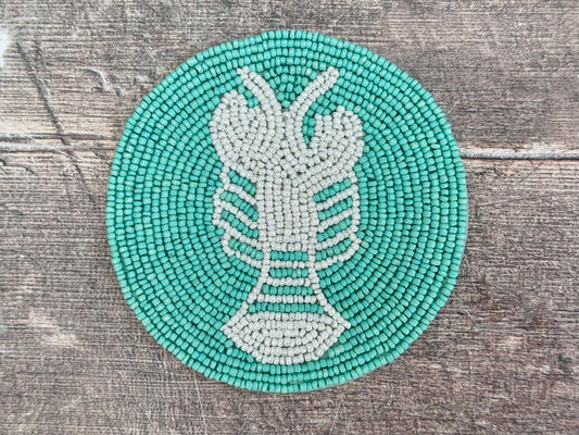 Set of 4 Turquoise Beaded Lobster Coasters