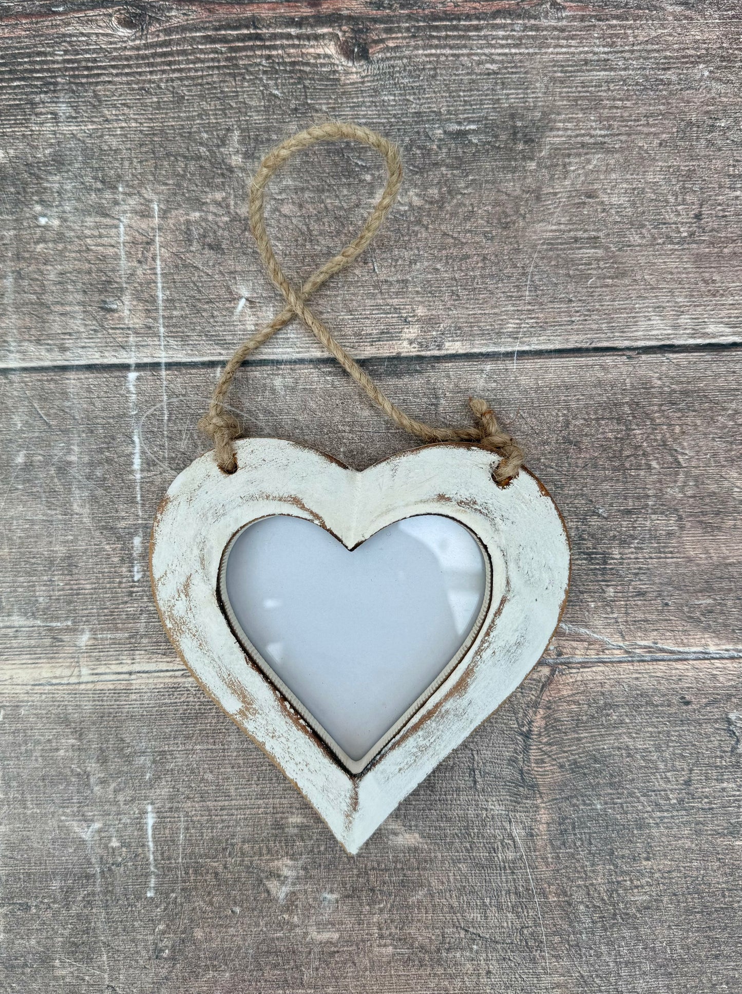 Heart Shabby Chic Hanging Photo Frame, 13cm