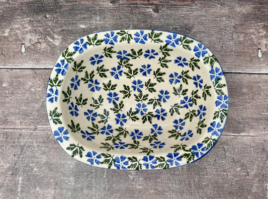 Blue Flower Patterned Baking / Pie Dish, 24cm