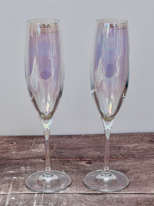 LSA Polka Pearlescent Lustre Champagne Flutes, Set of 2