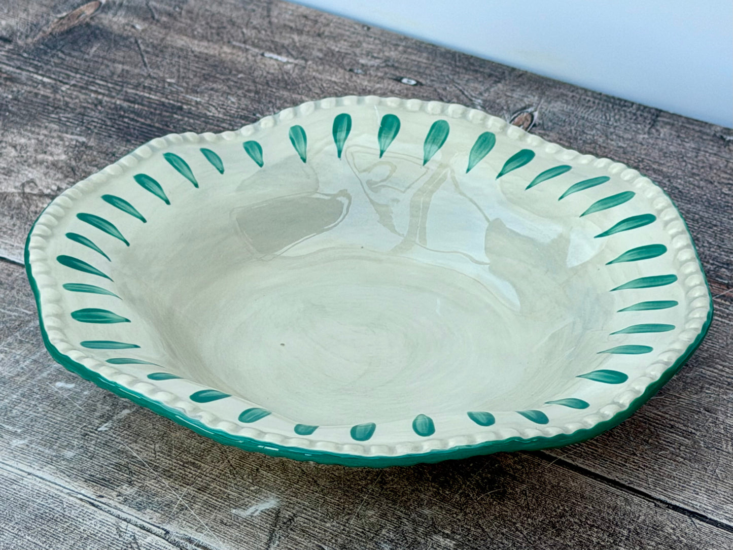 Green Patterned Bowl, 22cm