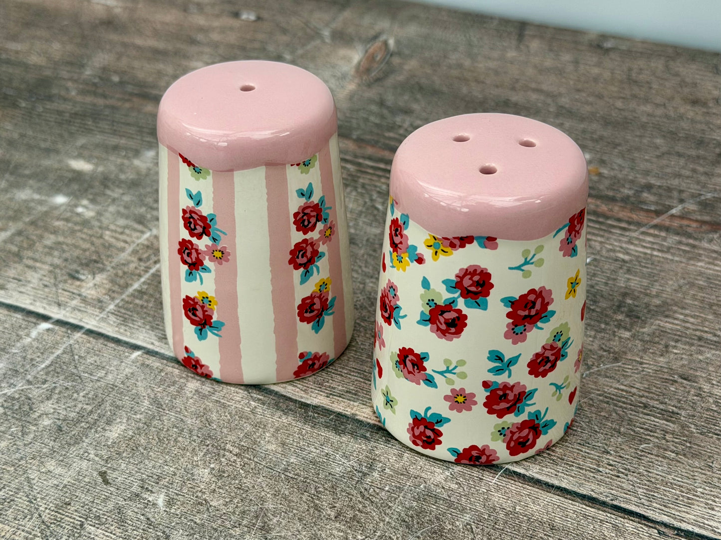 Cath Kidston Rose Flower Patterned Salt and Pepper Shakers