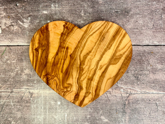 Olive Wood Heart Shaped Serving/Cheese/Chopping Board, 19cm