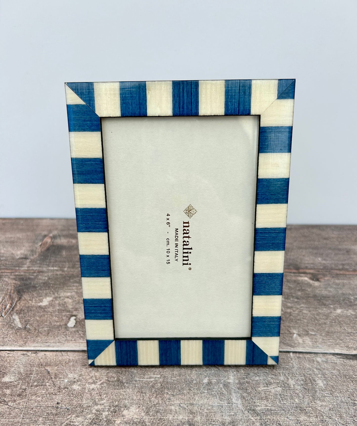 Natalini White and Blue Striped Photo Frame 4 x 6