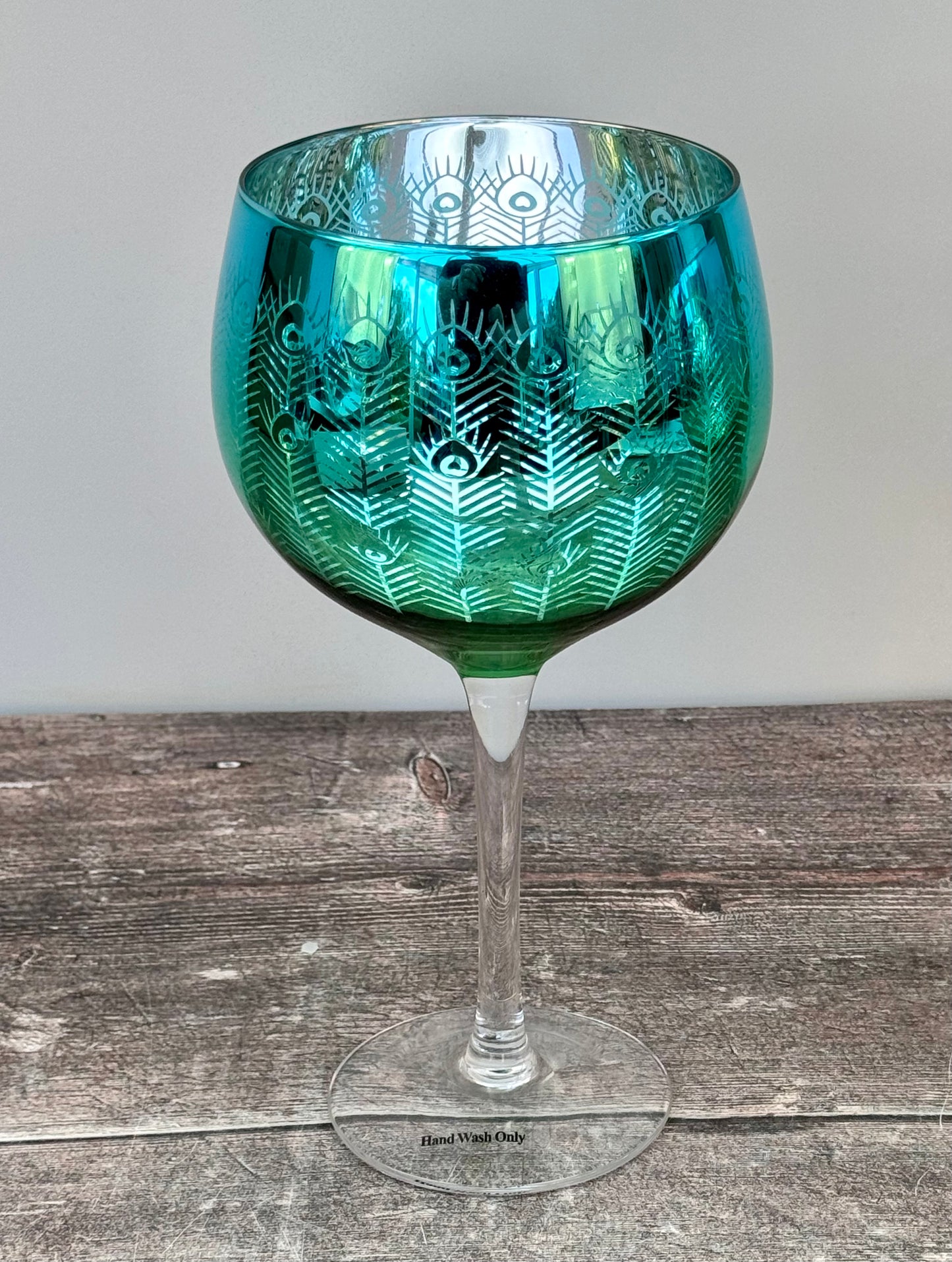 Set of 2 Peacock Gin Balloon Copa Glasses