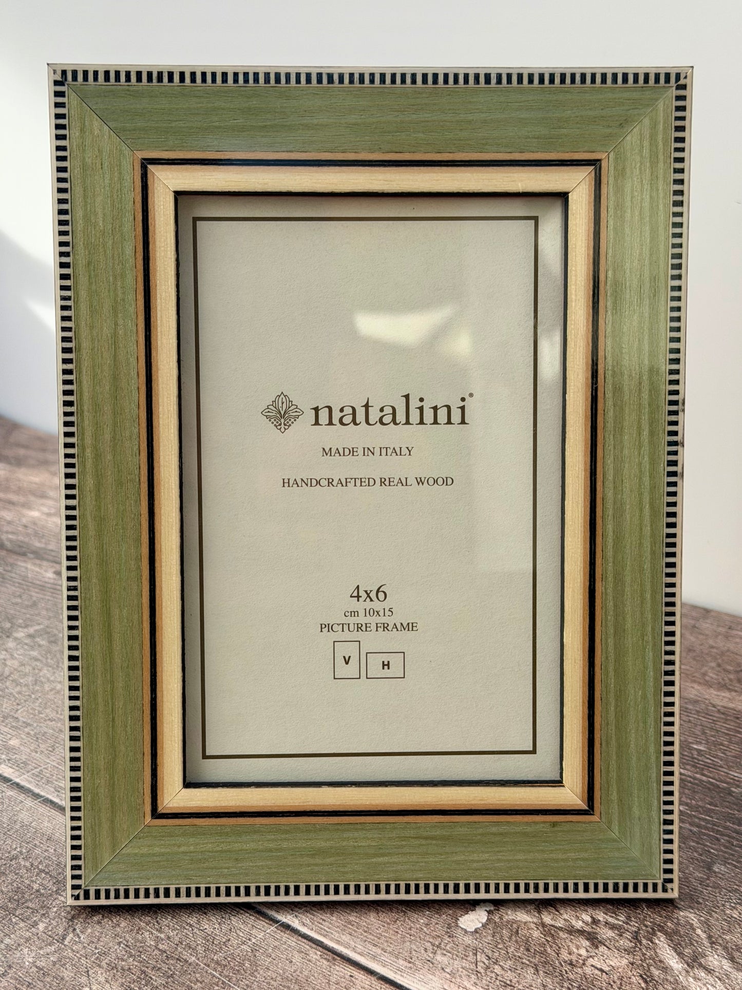 Natalini Green with Wide Chequered Border Photo Frame 4 x 6