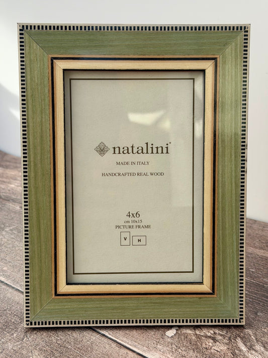 Natalini Green with Wide Chequered Border Photo Frame 4 x 6
