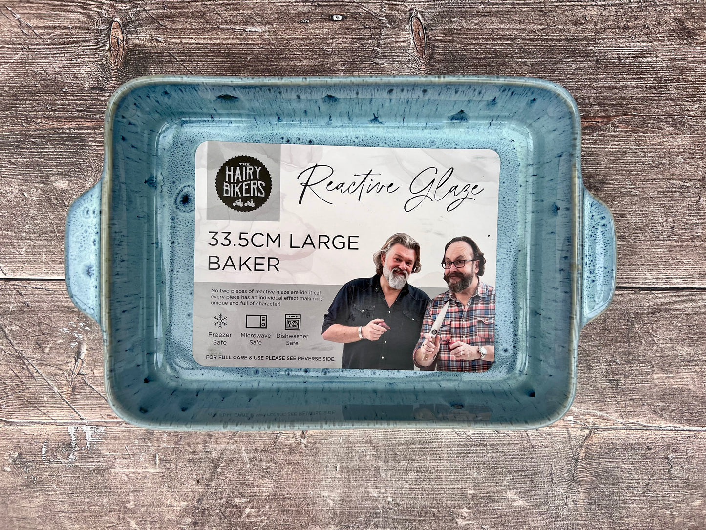 Hairy Bikers Large Blue Rectangular Baking Dish with Mottled Base, 33.5cm