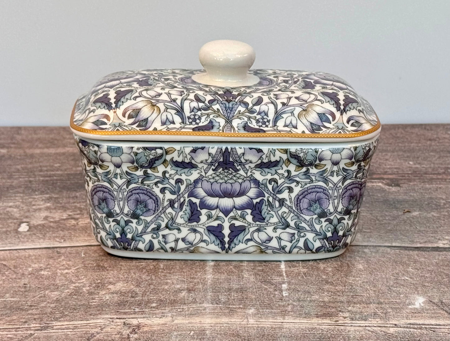 William Morris Purple Lodden Floral Patterned Butter Dish