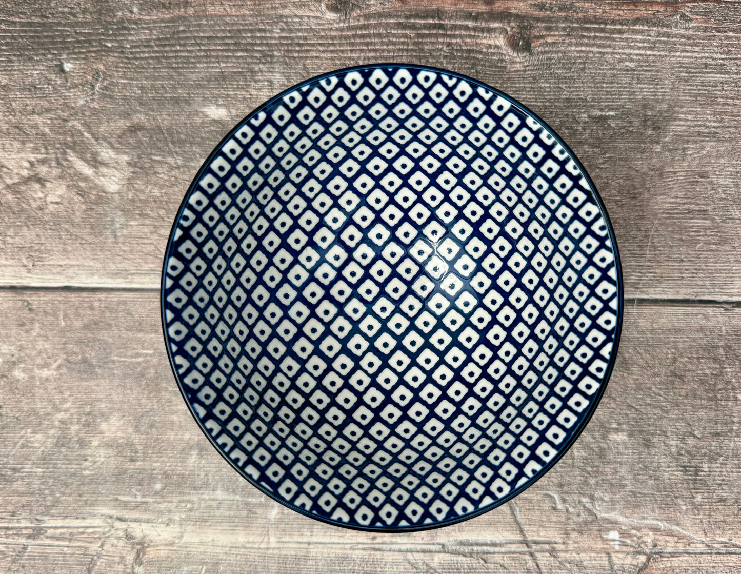 Blue and White Patterned Bowl, 13.5cm