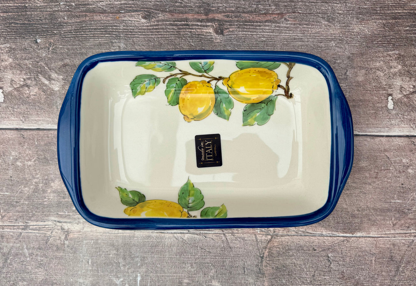 Lemon Patterned Small Rectangular Baking Dish, 25.5cm