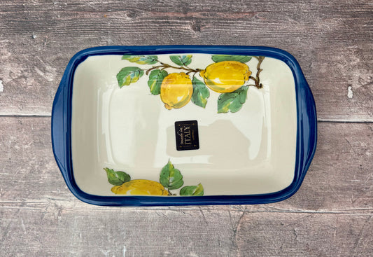 Lemon Patterned Small Rectangular Baking Dish, 25.5cm