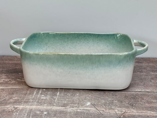 Hairy Bikers Green Ombre Reactive Glaze Rectangular Deep Baking Dish, 32.5cm
