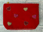 Pink Velvet Beaded Heart Design Pouch