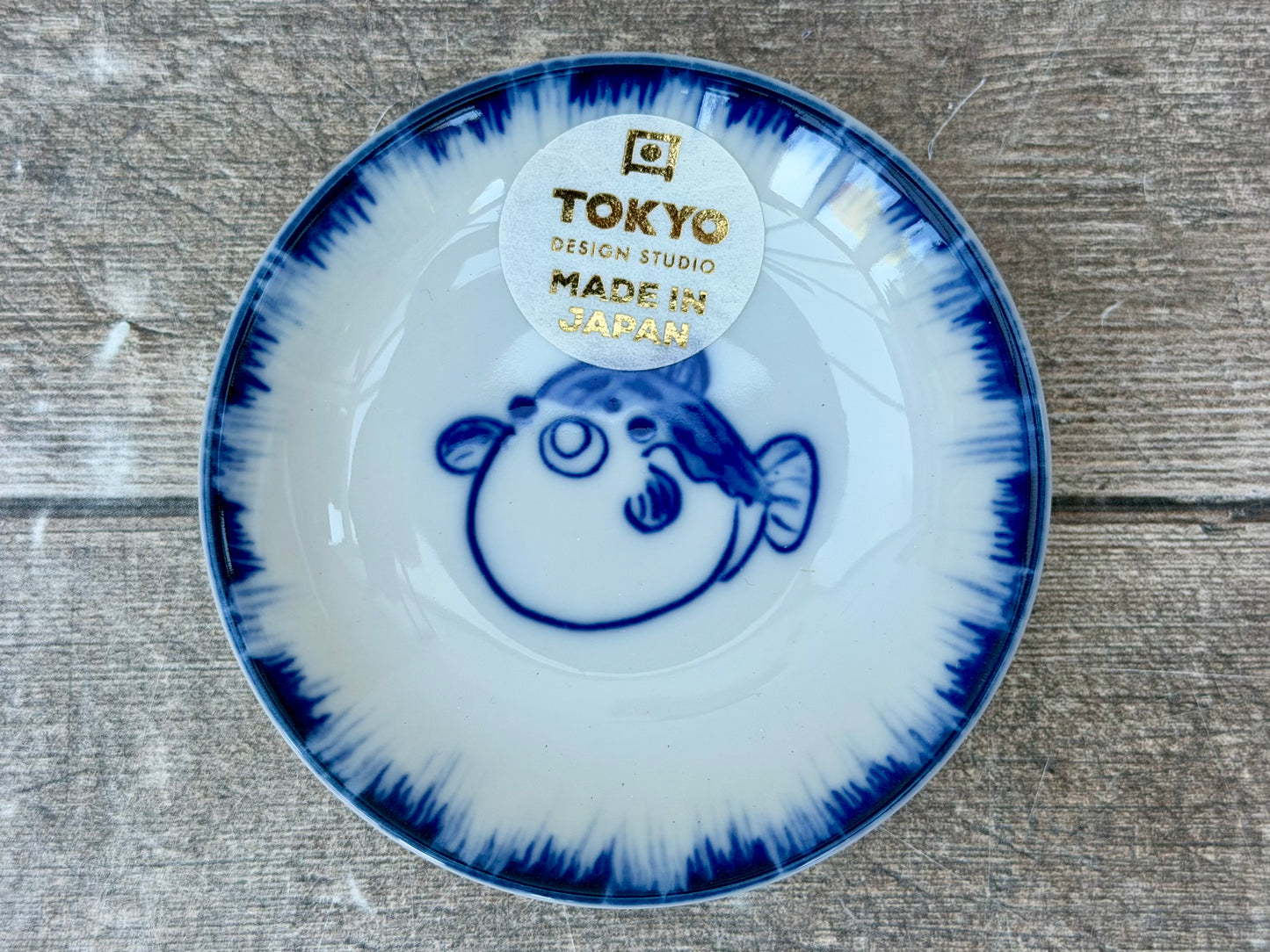 Tokyo Design Studio Blue and White Puffer Fish Patterned Dipping Bowl, 9cm