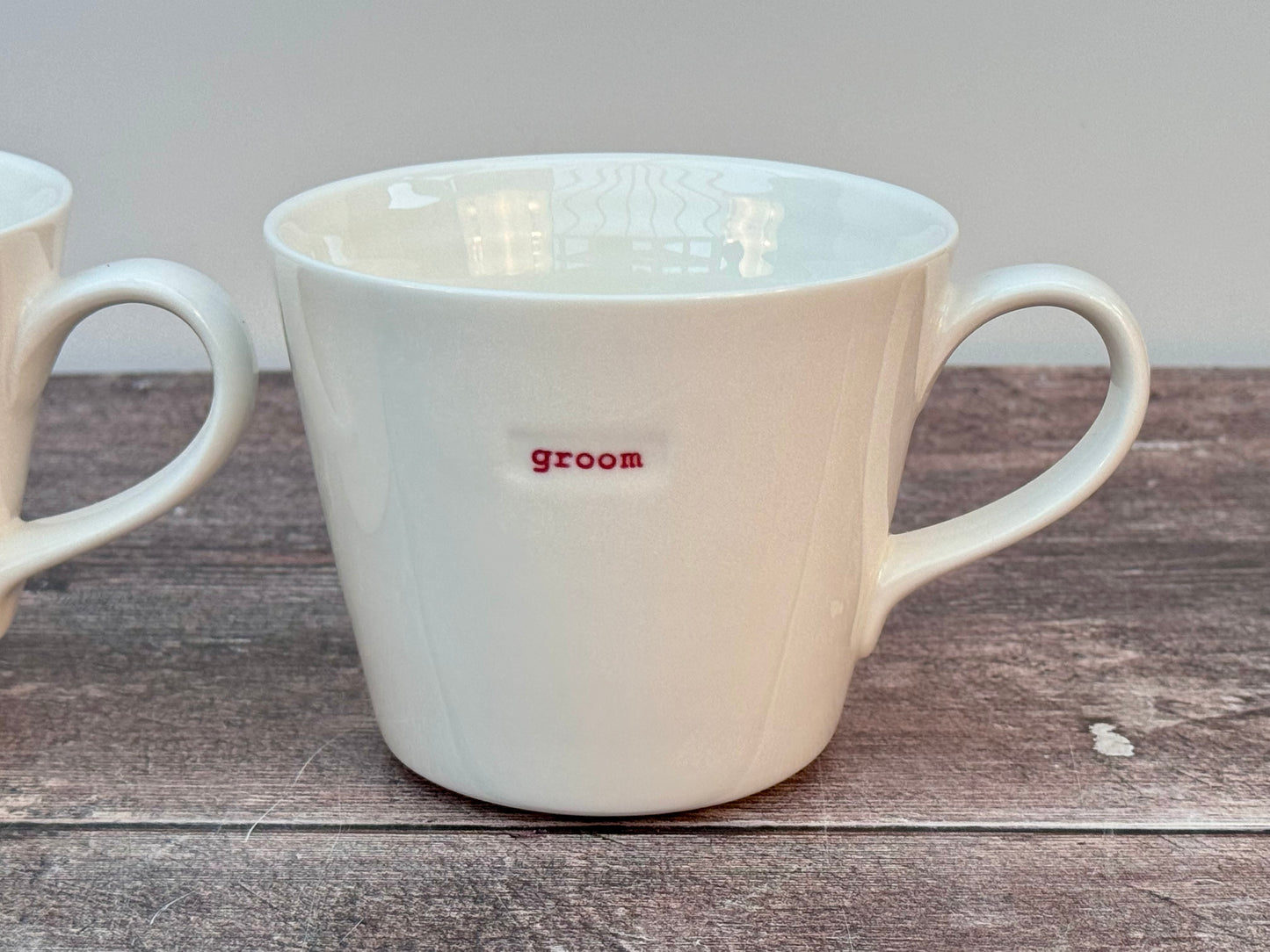 White ‘bride’ and ‘groom’ Mugs, 350ml