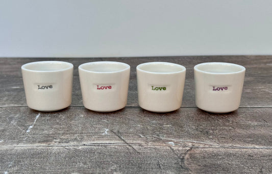Set of 4 ‘love’ Egg Cups