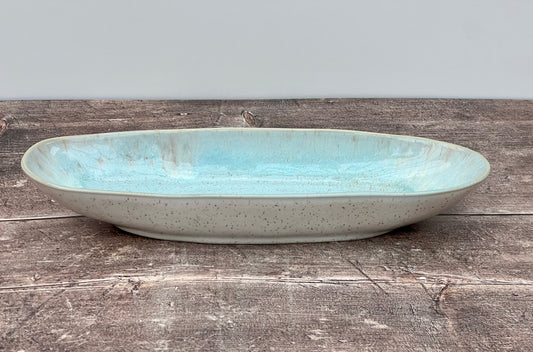 Sea Blue Design Baguette Shape Serving Platter/Dish, 33.5cm