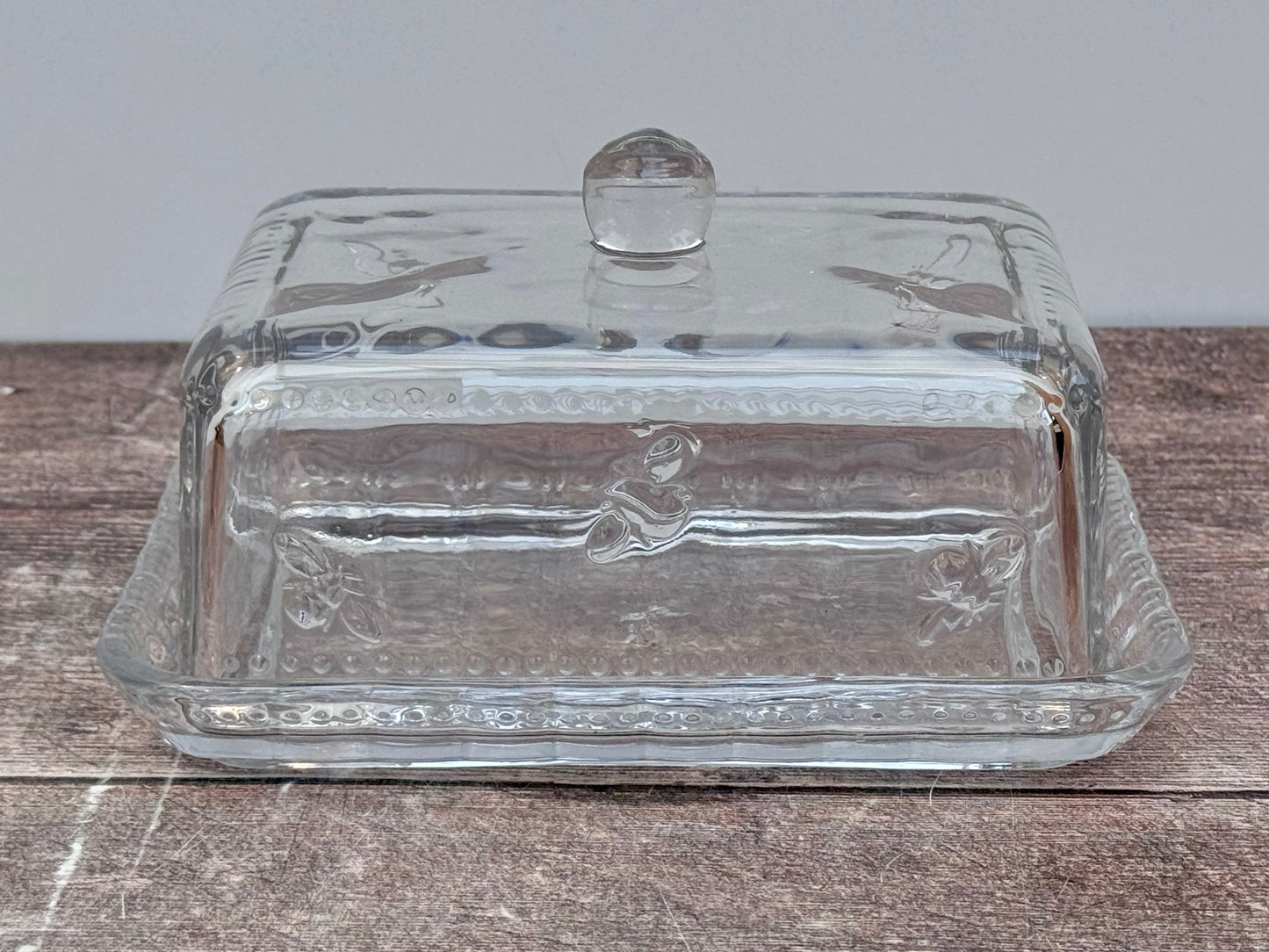 Joules Clear Glass Bee Butter Dish